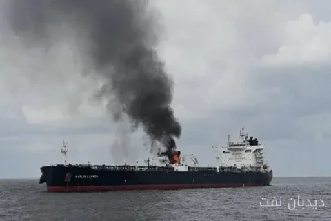 نفتکش متخلف در تنگه هرمز دچار آتش‌سوزی شد